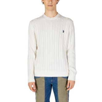 U.S.Polo Association Mens Cable Knit Sweater Classic Fit - White Cotton - Size EU 44 (Mens)