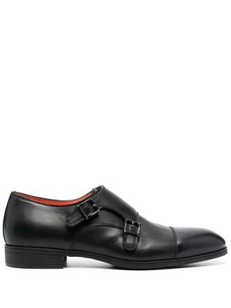 Santoni Monks con fibbia doppia in pelle - Nero