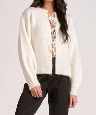 Elan Tie- Front Sweater Cardigan In Cream