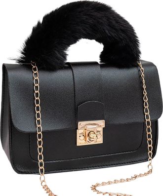 Generic Stylish Lock Chain Messenger Crossbody Bag For Women High End Fashion Shoulder Purse Design (Black, One Size)