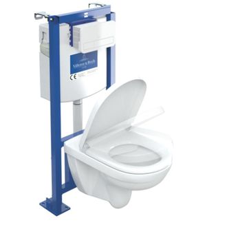 Villeroy & Boch Villeroy&boch - Pack Inodoro Suspendido Sin Cerco Villeroy Et Boch O.novo + Asiento + Placa Blanca + Estructura