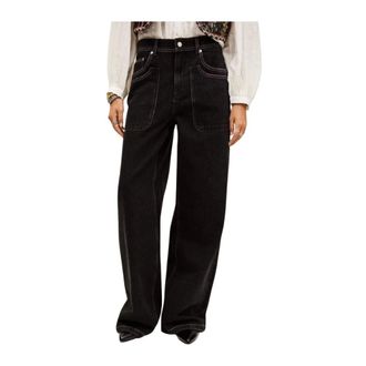 BA&SH Mujer, Vaqueros, Negro, Talla: 2XS