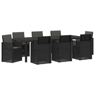 vidaXL Conjunto De Comedor De Jard&iacute;n Con Coj&iacute;n 9 Pcs Gris Antracita Pp Vidaxl