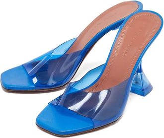 Amina Muaddi Sandalen met doorzichtig bandje en vierkante neus - Blauw