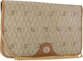 Dior Pre-owned Vintage Honeycomb chain - Dames - Vintage Clutch - Beige - ONE Size - Leer - Vintage