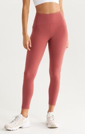 Zella Studio Luxe High Waist Pocket 7/8 Leggings in Red Jelly at Nordstrom, Size X-Large