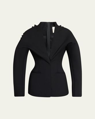 Jacquemus Tailored Shark Tooth-Trim Blazer