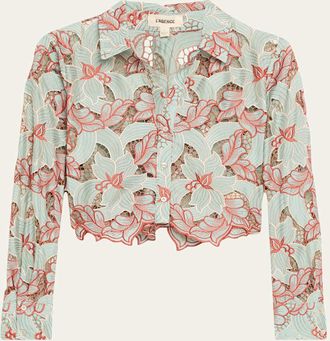 L'agence Akemi Cropped Button-Front Shirt