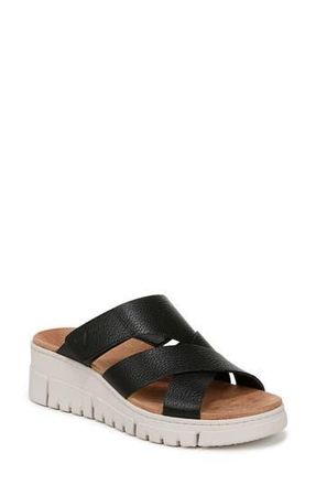 Vionic Uptown Sunset Slide Sandal in Black Leather at Nordstrom Rack, Size 7.5