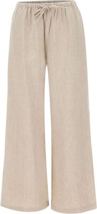 Jcsophie Liseron Broek - Dames - Wijde Broeken - Beige - S - Linnen - Broeken