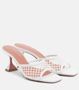 Amina Muaddi Lupita leather-trimmed mesh mules