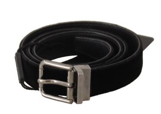 Dolce & Gabbana Zwarte Katoenen Riem met Zilverkleurige Metalen Gesp