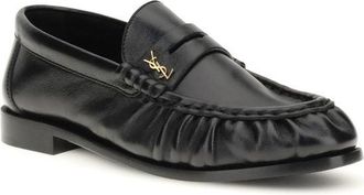Saint Laurent Womens Black Lamb Ovis Aries Slip-On Loafers