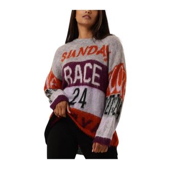 Amaya Amsterdam Race Sweater Dames Trui Grijs - Dames - Ronde hals truien - Veelkleurig - S - Truien & Vesten