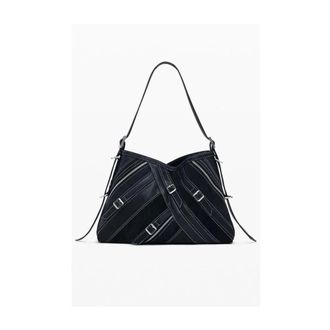 Desigual Tassen, Dames, Zwart, ONE Size, Polyethyleen Handtas met Textuurafwerking