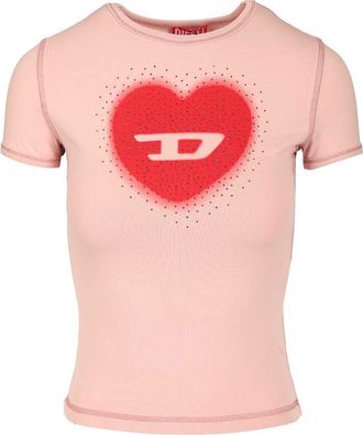 Diesel Cotton T-Shirt Rose-Donna