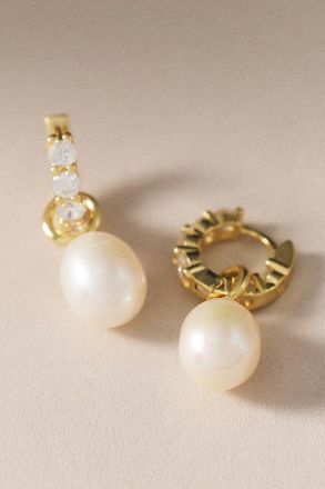 Shashi Cubic Zirconia Pearl Mini Hoop Earrings