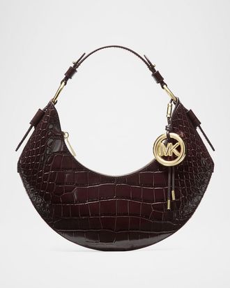 Michael Kors Koa Croc-Embossed Leather Shoulder Bag