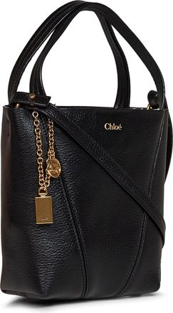Chlo&eacute; Womens Tote Bag Spin Small Black Calf Leather Handbags Hand