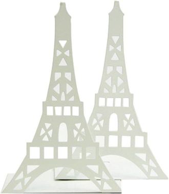 OEM 1 Par De Sujetalibros Decorativos Con Forma De Torre Eiffel, De Metal - Para Estantes, Escritorios, Etc. Blanco