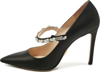 Prada Pumps in raso con cristalli 100mm - Nero