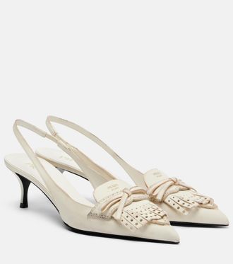 Prada Bow-detail leather slingback pumps