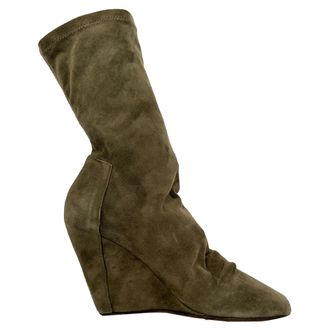Rick Owens Cantilever open teensleehaklaarzen in bruin su&egrave;de