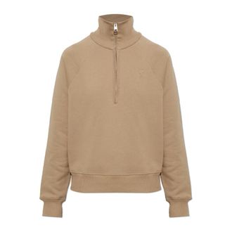 Ami Zip-neck Sweatshirt - Dames - Vesten met rits - Beige - XS - Katoen - Hoodies & sweatvesten