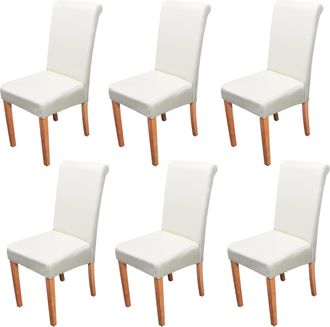 Hhg Hhg - Nunca Usado] Lote De 6 Sillas De Comedor Silla De Cocina Novara Ii, Cuero, Crema, Patas Claras