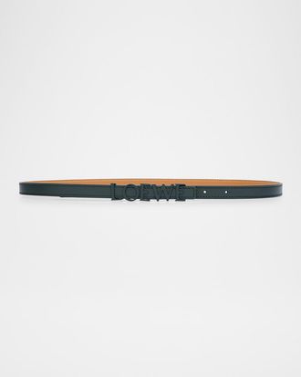 Loewe Logo Lettering Leather Skinny Belt