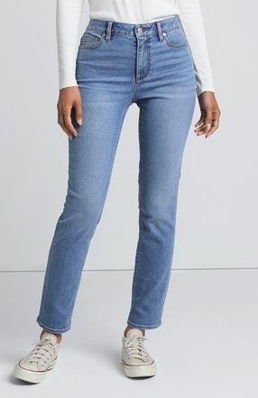 Lands End Recover Denim Mid Rise Slim Leg Jeans in Beau Blue at Nordstrom, Size 12