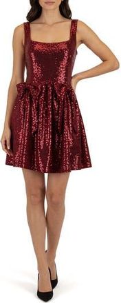 Lush Bow Appliqué Sequin Minidress in Red at Nordstrom Rack, Size X-Large