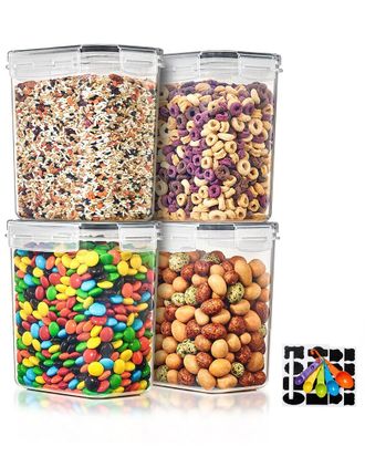 Sorbus 4-Pack Food Storage Containers With Lids, Measuring Spoons & Labels