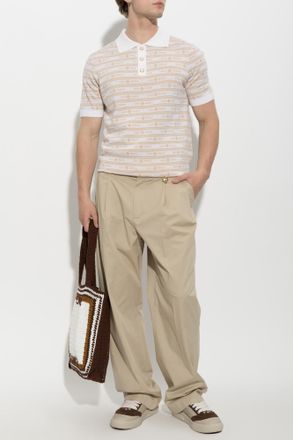 Casablanca Cotton Crease-front Trousers, Mens, Beige