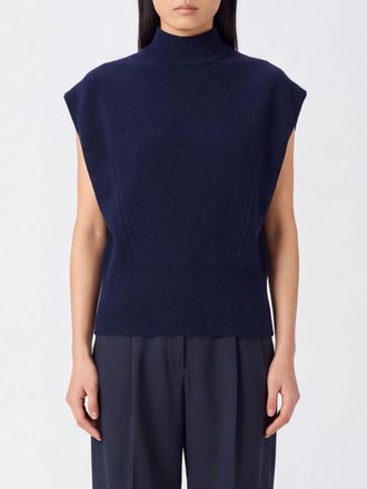 Semicouture Slim Fit Wool and Cashmere Blend Sleeveless Mock Neck Top