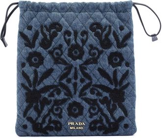 Prada Pre-owned Prada Impuntu Denim Embroidered Drawstring Pouch RGI4BN7M0ZYIAQSV