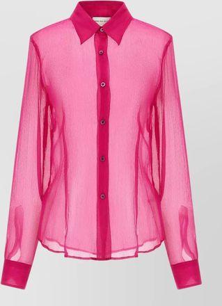 Dries Van Noten cloudy long sleeve collared sheer shirt