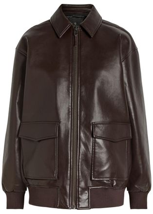 Anine Bing Kelanie Leather-blend Jacket - Dark Brown - XS (UK6 / XS)