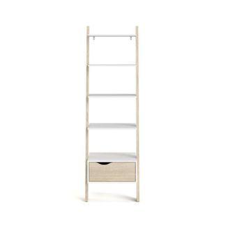 Calicosy Biblioteca de 4 estantes 1 caj&oacute;n blanco y efecto roble a180,4 cm