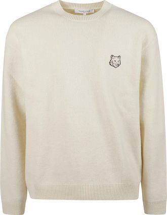 Maison Kitsun&eacute; Fox Head Embroidered Minimalist Wool Sweater