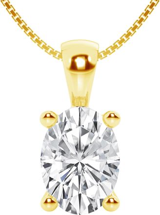 Grown Brilliance 1/2 Carat Oval Lab Grown Diamond Solitaire Pendant Necklace in 14K Yellow Gold, Prong Set, E-F Color, VS Clarity
