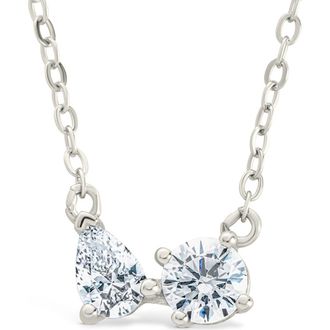 Sterling Forever Carolyn Cubic Zirconia Necklace in Silver at Nordstrom