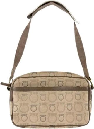 Ferragamo Pre-owned Cross Body Bags, female, Beige, Size: ONE SIZE Pre-owned Canvas Cross Body Bag