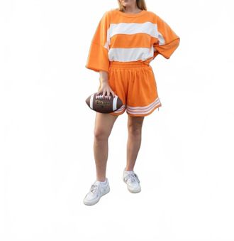 Peach Love California Spirit Of The Hill Top And Shorts Set In Orange