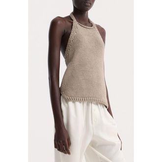 R&oacute;he Chunky Cotton Halter Top in Stone at Nordstrom, Size 12 Us