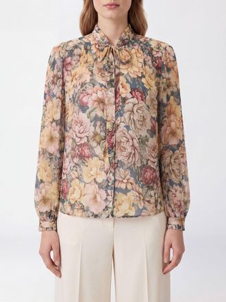 Twinset Floral Print Viscose Blouse with Pussy-Bow Collar