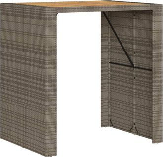 vidaXL Vidaxl - Garden Bar Table with Acacia Wood Top Grey 105x80x110 cm Poly Rattan