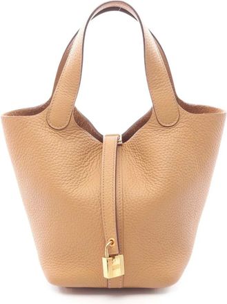 Herm&egrave;s Borsa a mano Picotin Lock 18 in pelle Clemence 2022 - Marrone