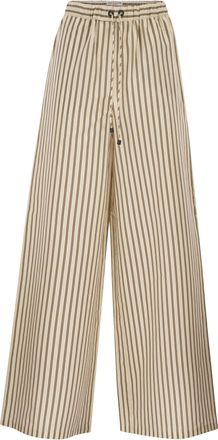 Max Mara Mxmordine Hose mit weitem Bein aus gestreiftem Baumwoll- und Seidencanvas