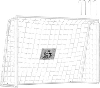 HOMCOM Porter&iacute;a De F&uacute;tbol Puerta De F&uacute;tbol Con Soporte De Metal Y Red Para Entrenamiento De F&uacute;tbol En Jard&iacute;n Aire Libre 186x62x123 Cm Blanco